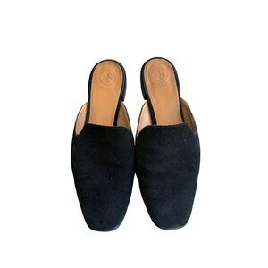 Tory Burch Black Suede Slip-On Mules Womens Size 8